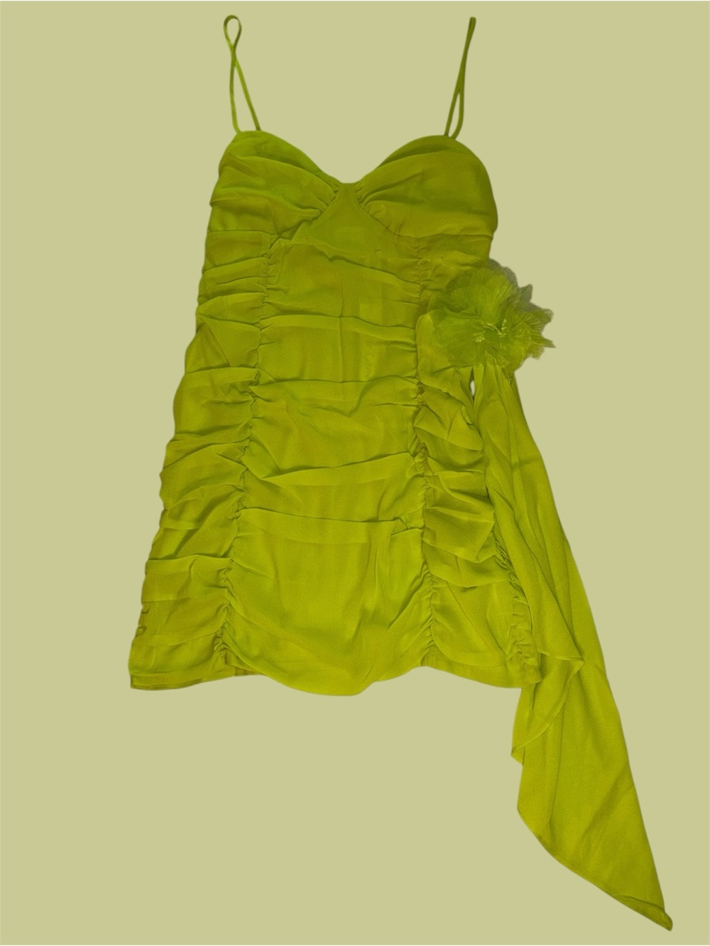 For Love and Lemons Lorlai Ruched Spaghetti Strap Mini Dress with Draping Accent